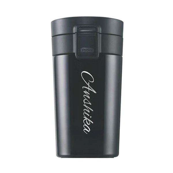 Personalised Stainless Steel Travel Coffee Mug (Push-Button Lid)
