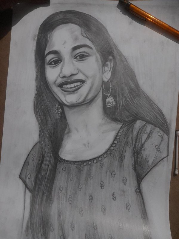 Handmade Custom Pencil Sketch Portrait (Framed)