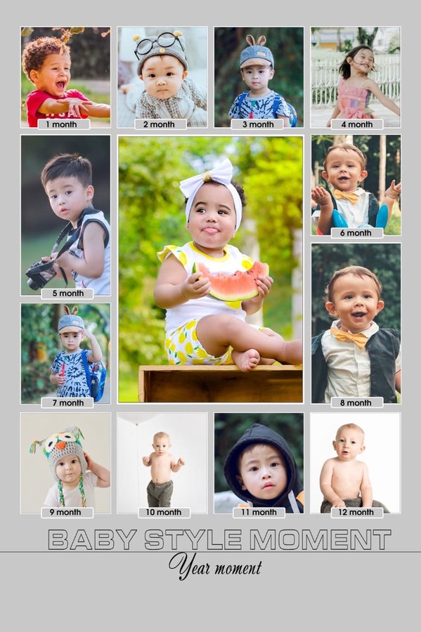 Personalised Name & Milestone Cutout Collage Photo Frame