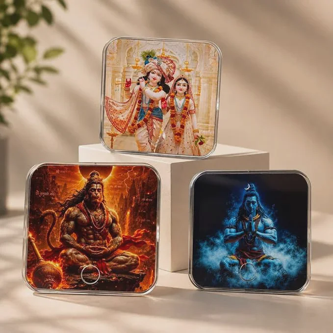 Sacred Hindu Deities Devotional Musical Fridge Magnet (Radha Krishna & Mahadev Shiva)