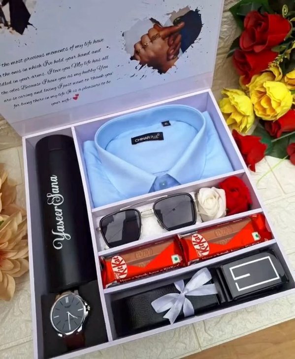Luxury Men's Executive Gift Hamper (Shirt, Bottle, Watch & Wallet)