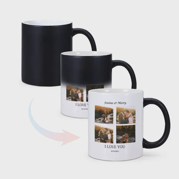 Personalised 4-Photo Couple Milestone Magic Mug