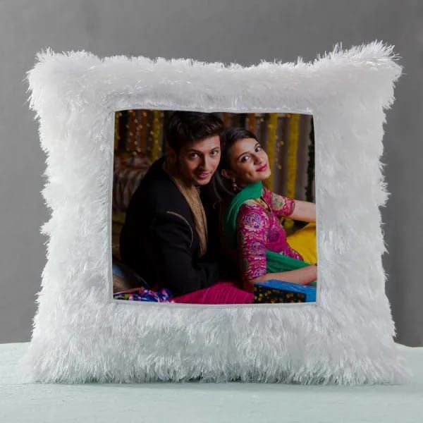 Personalised LED Illuminated Glow Fur Cushion