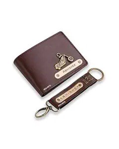 Personalised Men's Leather Wallet & Keychain Set