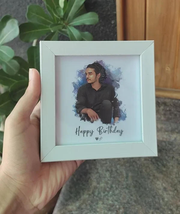 Personalised Digital Watercolor Mini Tabletop Plaque (Yellow Floral)