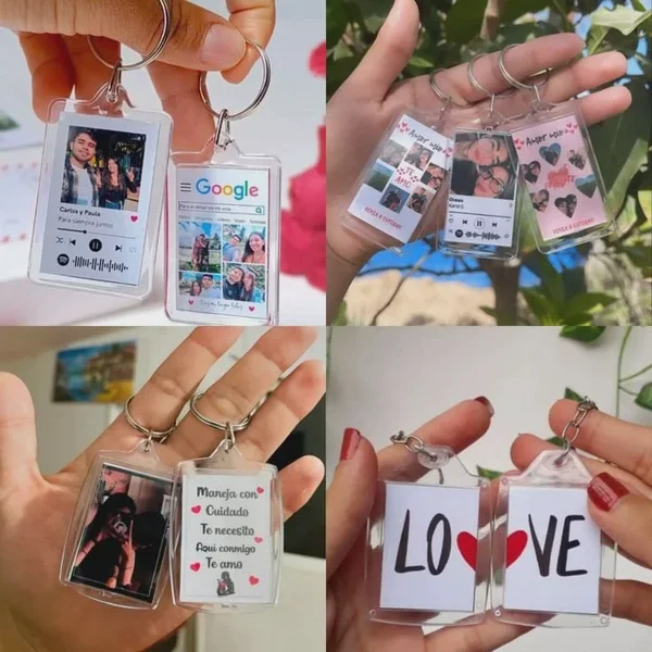 Personalised Acrylic Spotify Song & Message Keychain Set