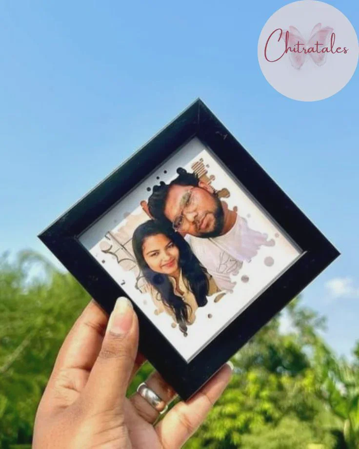 Personalised Sunset Silhouette Art Mini Tabletop Photo Frame