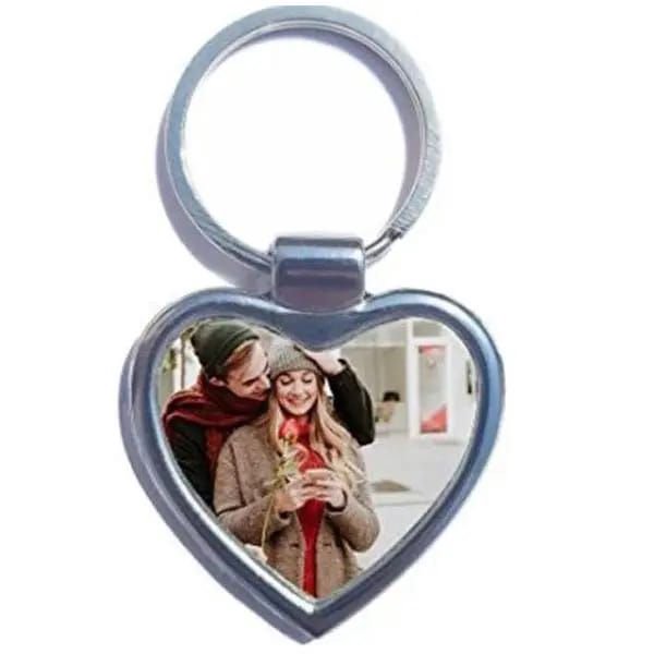 Personalised Metal Photo Frame Keychain (Heart & Rectangle)