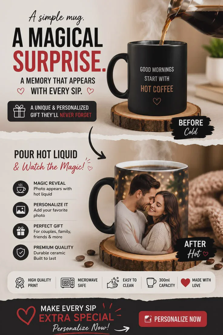 Personalised Heat-Sensitive Color Changing Photo Magic Mug