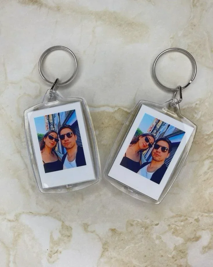 Personalised Matching Couple Polaroid Style Acrylic Keychains (Set of 2)