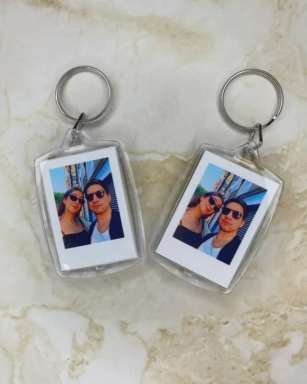 Personalised Matching Couple Polaroid Style Acrylic Keychains (Set of 2)
