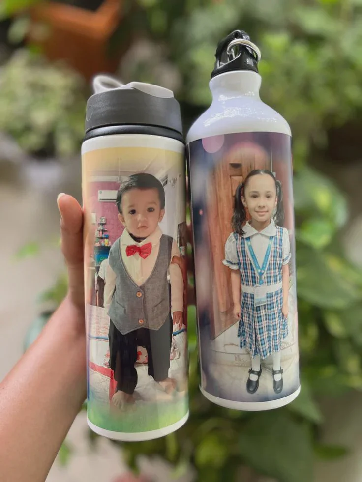 Personalised Vertical Portrait Aluminium Sports Bottle (Dual Cap 750ml)