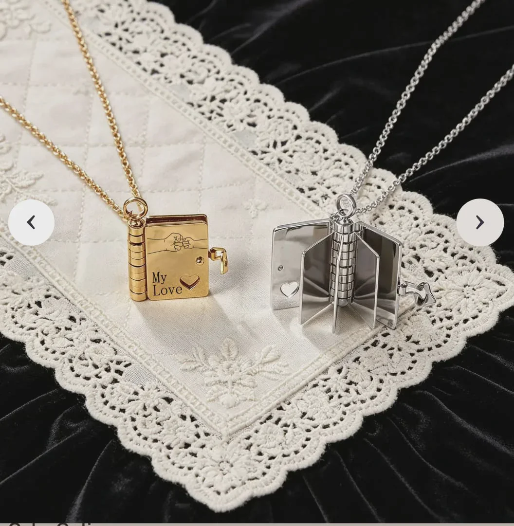 Miniature Fold-Out "Our Story" Photo Book Locket Necklace