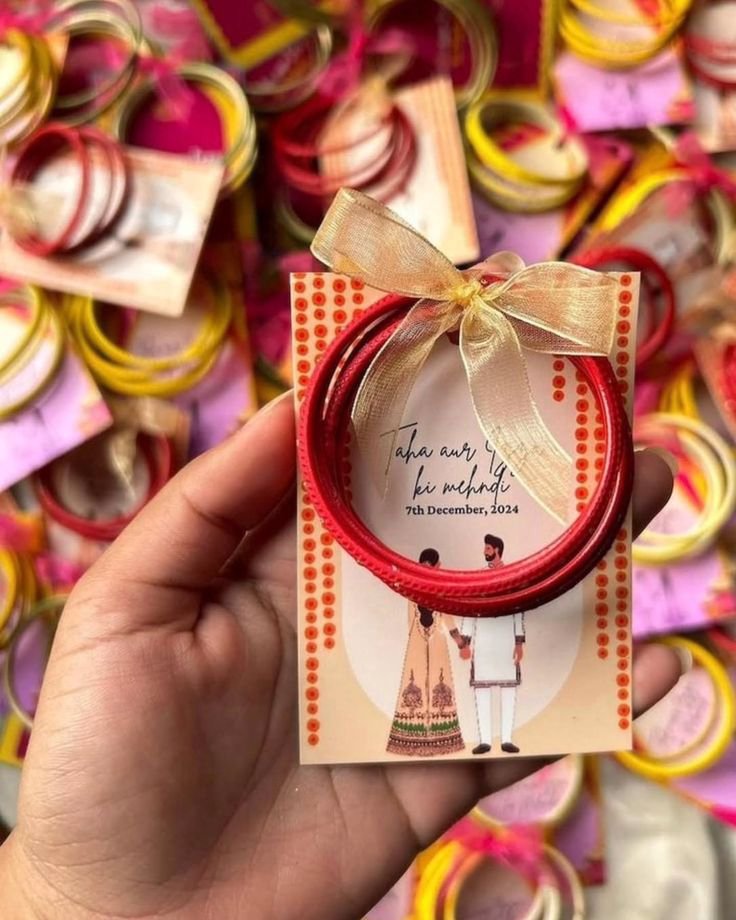 Custom Haldi & Mehendi Wedding Favor Jewelry Cards