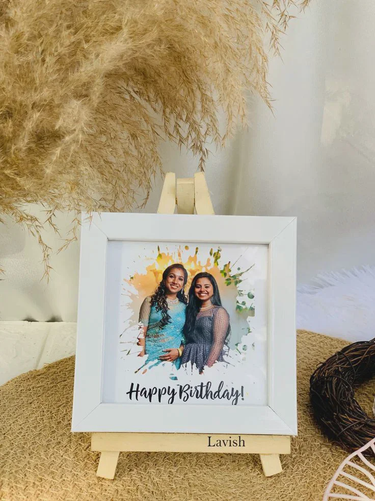 Personalised "Happy Birthday" Watercolor Mini Easel Photo Frame