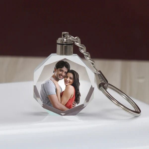 Personalised LED Illuminated Crystal Photo Keychain