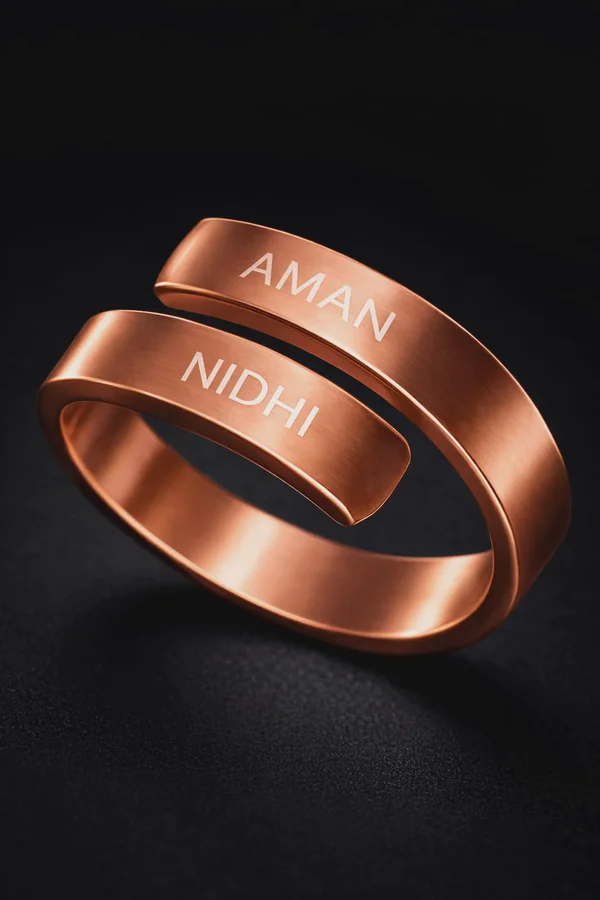 Personalised "His & Her" Spiral Bypass Couple Wrap Ring
