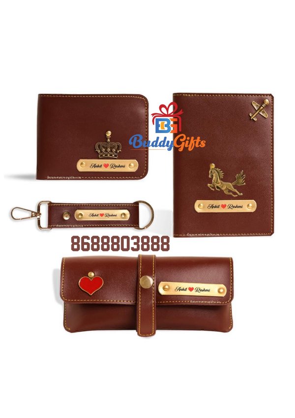 Men's 4-in-1 Leather Gift Combo (Wallet, Keychain, Passport & Sunglass Case)