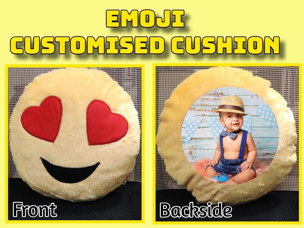 Personalised Emoji Plush Photo Cushion