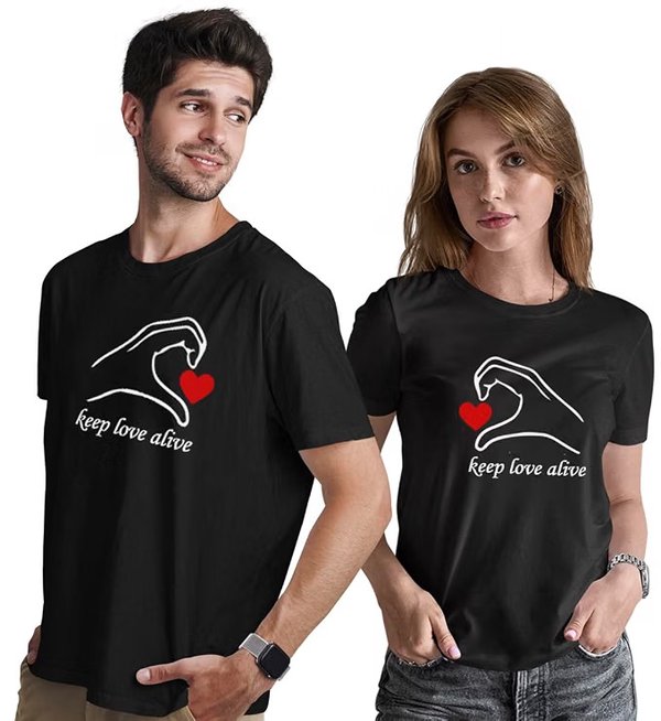 Couple Shirts — Keep Love Alive Half Heart Design